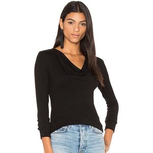 James Perse Cowl Neck Tee Size 0 Black